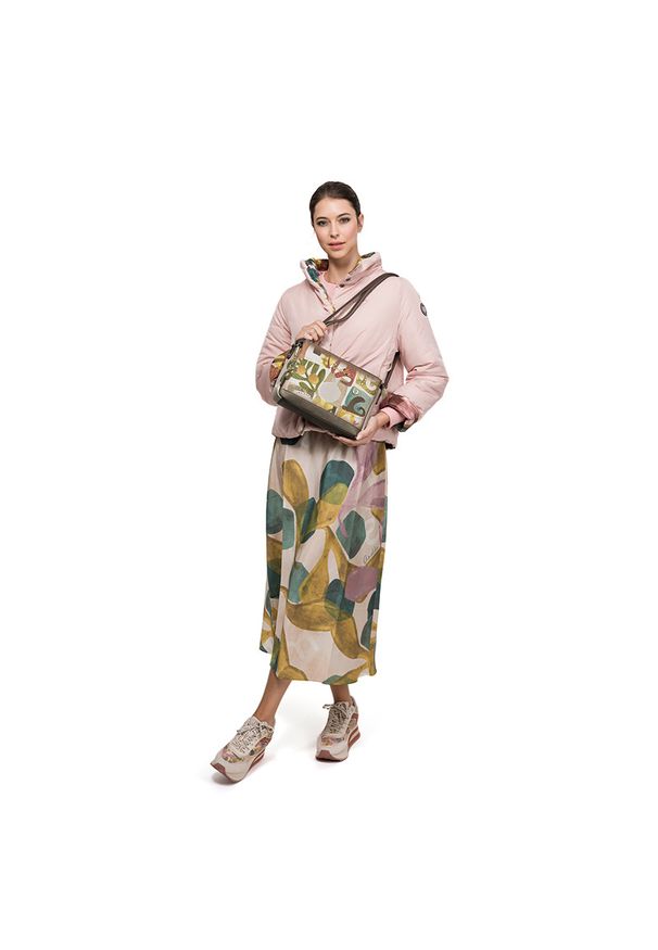 Torebka damska Anekke, elegancka mała z regulowanym paskiem i 3 komorami, multikolor, 42713-184. Kolor: brązowy. Wzór: aplikacja. Dodatki: z breloczkiem. Materiał: zdobione. Styl: elegancki