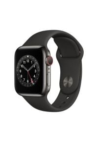 APPLE Watch 6 Cellular 44mm (Grafitowy z opaską sportową w kolorze czarnym). Rodzaj zegarka: smartwatch. Kolor: czarny, szary, wielokolorowy. Materiał: poliester, nylon, guma, materiał. Styl: sportowy #1