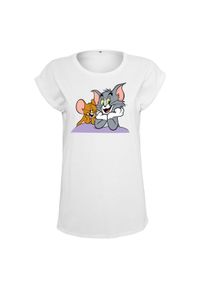 Koszulka damska Urban Classics damska tom & jerry. Kolor: biały. Wzór: nadruk #1