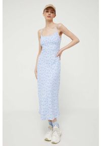 Hollister Co. sukienka kolor niebieski maxi rozkloszowana. Kolor: niebieski. Materiał: tkanina. Długość rękawa: na ramiączkach. Typ sukienki: rozkloszowane. Styl: klasyczny. Długość: maxi #6