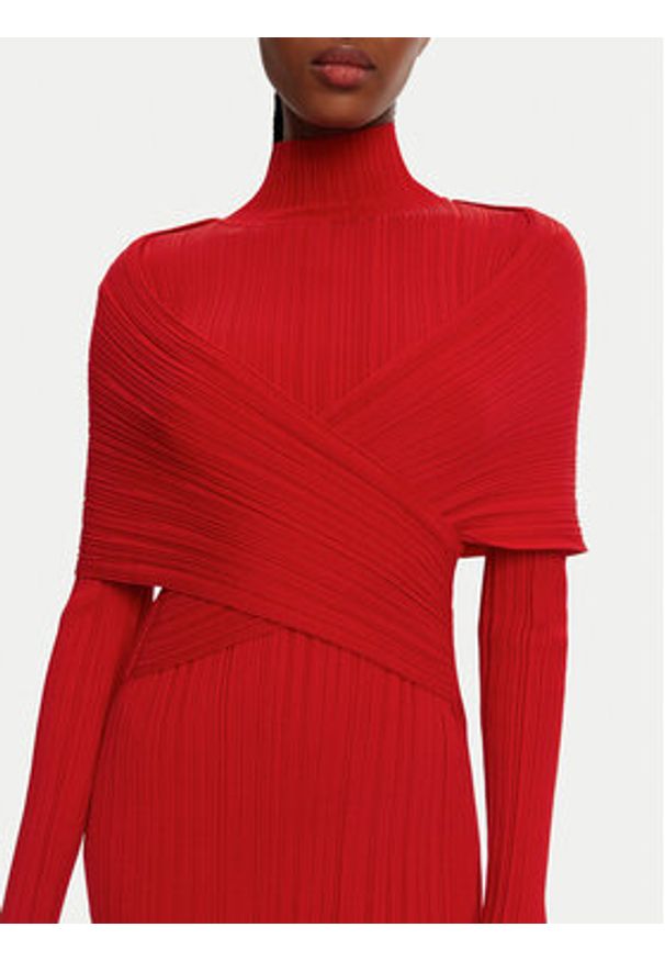 Balmain Sukienka wieczorowa DF0RR835KH70 Czerwony Slim Fit. Kolor: czerwony. Materiał: wiskoza. Styl: wizytowy