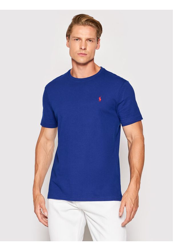 Polo Ralph Lauren T-Shirt 710671438144 Granatowy Slim Fit. Typ kołnierza: polo. Kolor: niebieski. Materiał: bawełna