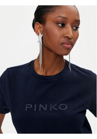 Pinko T-Shirt Jersey Old Wash Logo 101752 A227 Granatowy Regular Fit. Kolor: niebieski. Materiał: bawełna #4