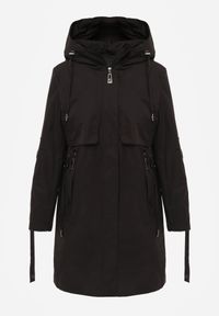 Born2be - Czarna Przejściowa Kurtka Parka z Kapturem i Podwijanymi Rękawami Tinarose. Okazja: na spacer, na co dzień. Typ kołnierza: kaptur. Kolor: czarny. Materiał: jeans, dresówka. Styl: casual #8