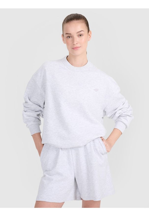 4f - 4F Bluza dresowa nierozpinana bez kaptura uniseks - szara M. Okazja: na co dzień. Typ kołnierza: bez kaptura. Kolor: szary. Materiał: dresówka. Wzór: gładki, ze splotem. Styl: klasyczny, sportowy, casual