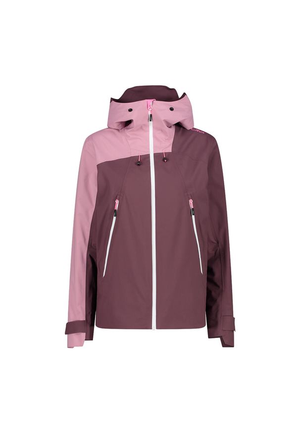 Kurtka przeciwdeszczowa damska z kapturem CMP. Typ kołnierza: kaptur. Kolor: czerwony, fioletowy, wielokolorowy. Sport: turystyka piesza