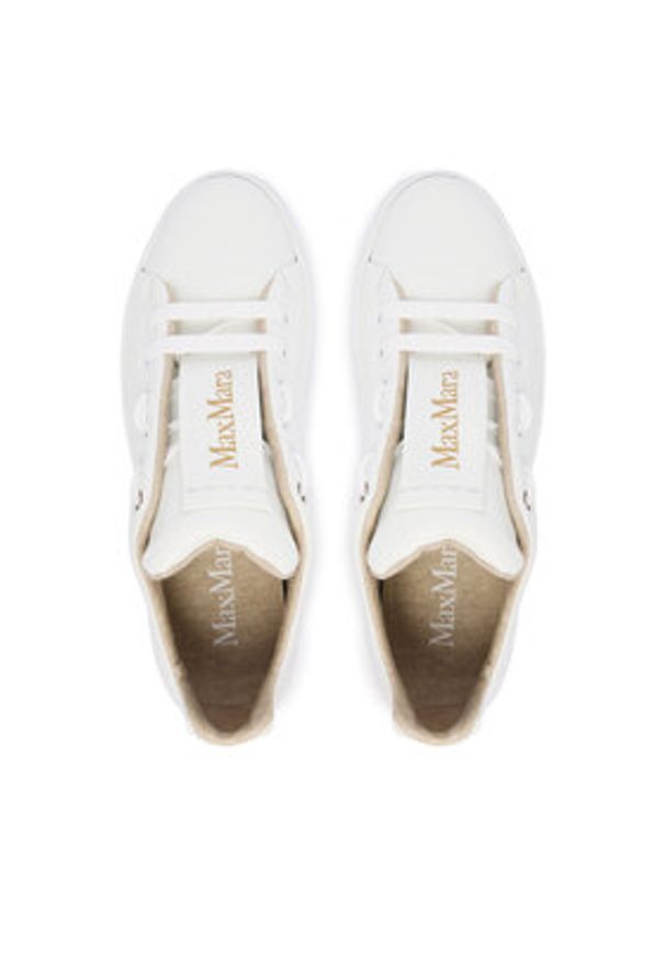 Max Mara Sneakersy Maxiv 2524766132650 Biały. Kolor: biały. Materiał: skóra