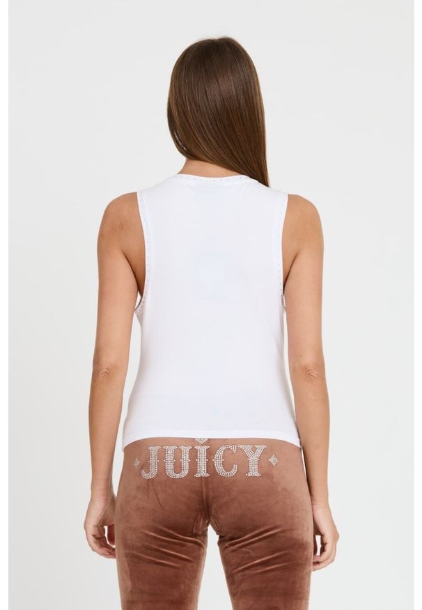 Juicy Couture - JUICY COUTURE Biały damski top Juicy Script Tank, Rozmiar M. Kolor: biały