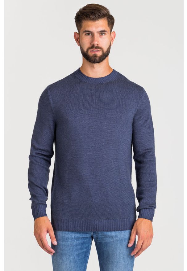 JOOP! Jeans - SWETER JOOP! JEANS VIRGIN WOOL. Materiał: wełna. Wzór: aplikacja