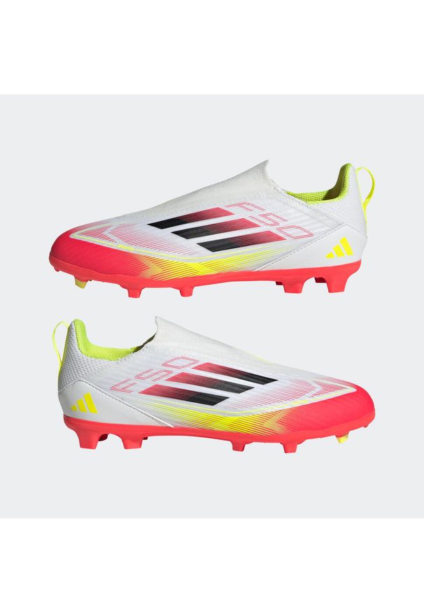 Adidas - Buty piłkarskie dla dzieci ADIDAS F50 League Laceless FG/MG. Materiał: syntetyk. Szerokość cholewki: normalna. Wzór: nadruk. Sport: piłka nożna