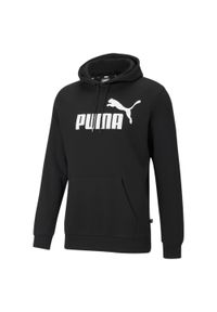 Puma - Męska bluza z kapturem z dużym logo Essentials PUMA Black. Typ kołnierza: kaptur. Kolor: czarny. Materiał: bawełna #1