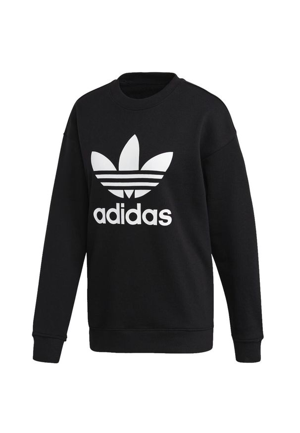 Adidas - Bluza dresowa sportowa damska adidas Trefoil Crew Sweatshirt. Kolor: czarny. Materiał: dresówka, bawełna