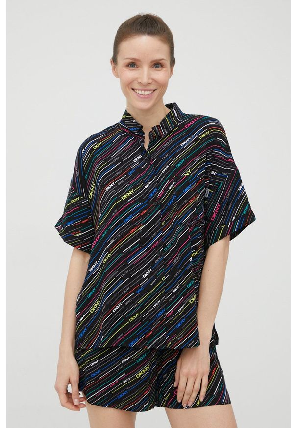 DKNY - Dkny piżama YI2922529 damska kolor czarny. Kolor: czarny. Materiał: tkanina