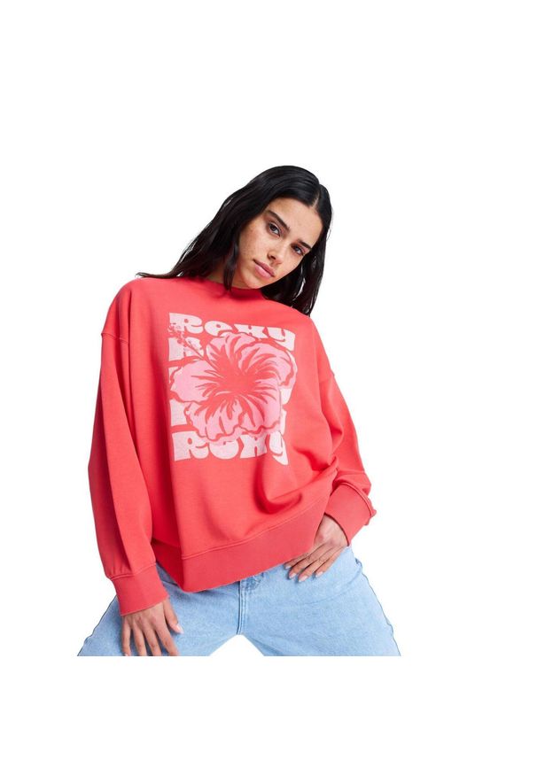 Roxy - Bluza dla Kobiety LINEUP TERRY Czerwony. Kolor: różowy. Materiał: poliester, bawełna, tkanina