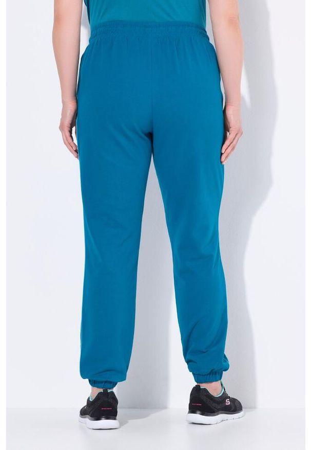 ULLA POPKEN - Damskie Spodnie dresowe lamówka z boku elastyczny ściągacz elastyczny dół. Kolekcja: plus size. Kolor: wielokolorowy, niebieski, szary. Materiał: bawełna, poliester, materiał. Długość: długie