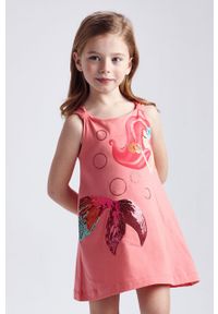 Mayoral - Sukienka dziecięca. Kolor: różowy. Materiał: bawełna, dzianina, elastan. Długość rękawa: na ramiączkach. Wzór: aplikacja. Typ sukienki: rozkloszowane. Długość: mini #1