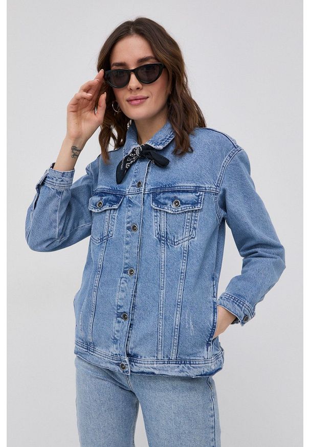 only - Only Kurtka jeansowa damska przejściowa oversize. Okazja: na co dzień. Kolor: niebieski. Materiał: jeans. Styl: casual