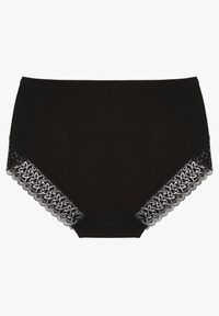 Renee - Czarne Bawełniane Majtki Figi Zdobione Koronką Idilene. Kolekcja: plus size. Kolor: czarny. Materiał: koronka, bawełna. Wzór: koronka, aplikacja