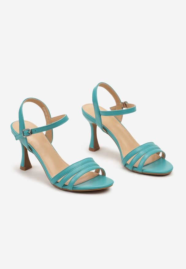 Renee - Niebieskie Sandały z Ekoskóry na Szpilce Zapinane na Sprzączkę Ploemis. Okazja: na co dzień, na imprezę. Zapięcie: sprzączka. Kolor: niebieski. Obcas: na szpilce. Styl: casual, elegancki