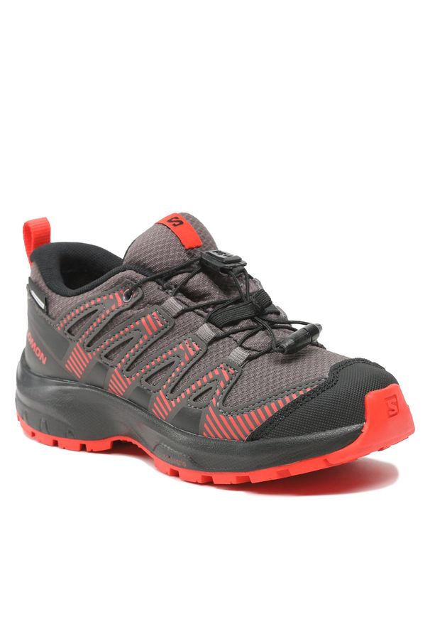 salomon - Trekkingi Salomon Xa Pro V8 Cswp J 416139 09 W0 Magnet/Black/Poppy Red. Kolor: szary. Materiał: materiał