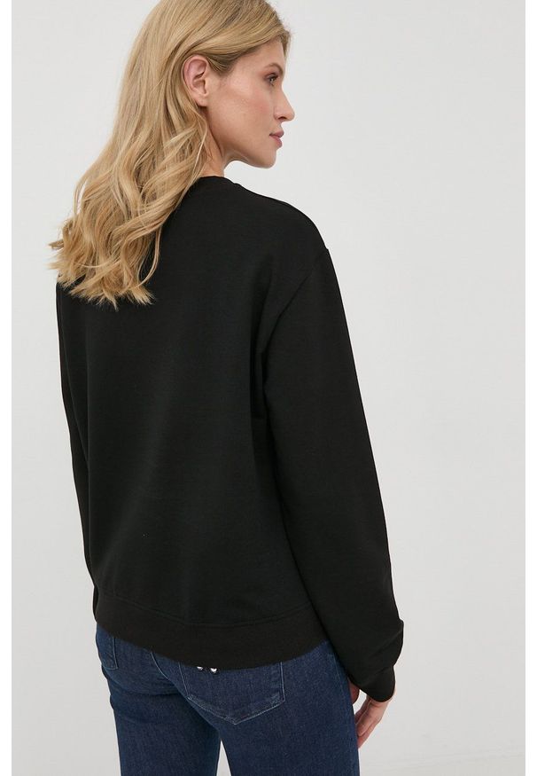 Love Moschino bluza damski kolor czarny. Okazja: na co dzień. Kolor: czarny. Wzór: nadruk. Styl: casual
