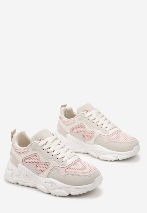 Born2be - Różowe Sneakersy na Grubej Podeszwie Pira. Kolor: beżowy