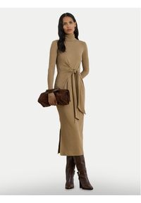 Lauren Ralph Lauren - LAUREN RALPH LAUREN Sukienka dzianinowa 200980028003 Beżowy Slim Fit. Kolor: beżowy. Materiał: bawełna
