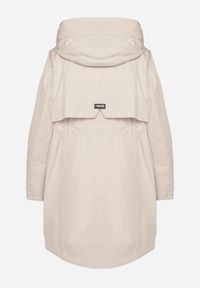 Born2be - Jasnobeżowa Klasyczna Kurtka Parka z Kapturem i Ściągaczem w Talii Tulasira. Okazja: na co dzień. Typ kołnierza: kaptur. Kolor: beżowy. Materiał: jeans. Styl: klasyczny #6