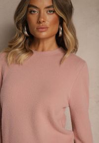 Renee - Różowy Sweter z Wełną ze Ściągaczami Furrive. Kolor: różowy. Materiał: wełna #3