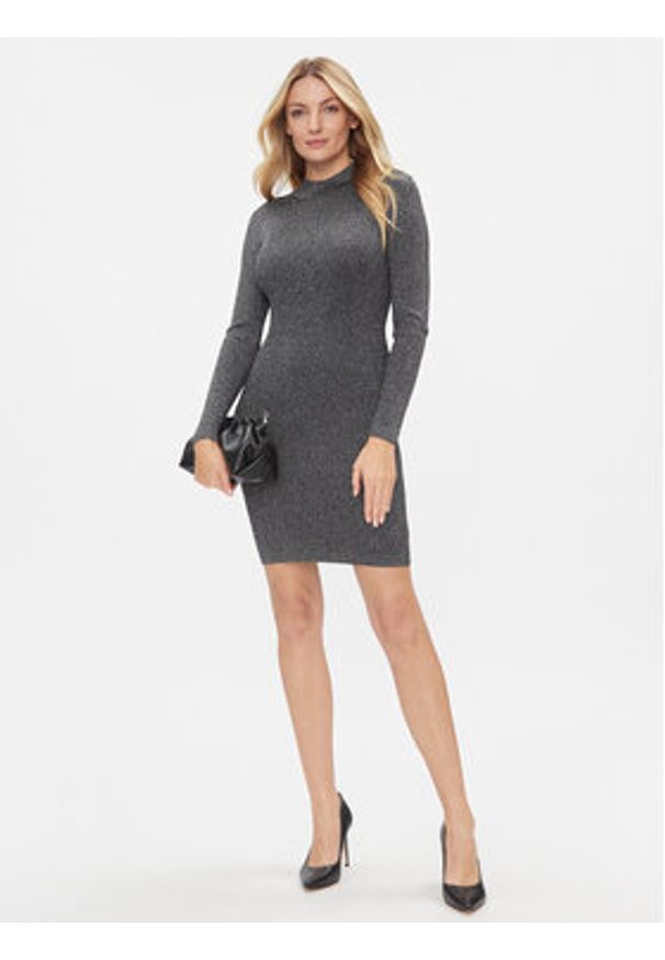 MICHAEL Michael Kors Sukienka dzianinowa MH381ZMAFB Srebrny Slim Fit. Kolor: srebrny. Materiał: wiskoza