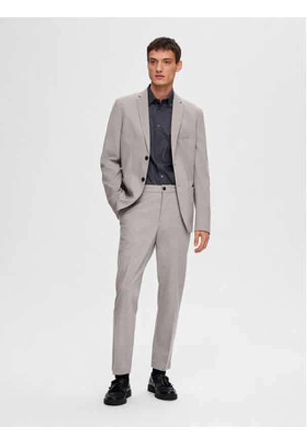 Selected Homme Spodnie garniturowe 16092485 Szary Slim Fit. Kolor: szary. Materiał: wiskoza, syntetyk