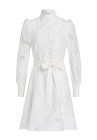 IVY & OAK - Ivy & Oak sukienka kolor biały mini rozkloszowana. Kolor: biały. Materiał: tkanina, poliamid. Długość rękawa: długi rękaw. Typ sukienki: rozkloszowane. Długość: mini