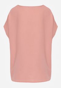 Born2be - Różowa Bluzka z Bawełną o Nietoperzowym Kroju z Guzikami Mistwin. Okazja: do pracy, na co dzień. Kolor: różowy. Materiał: bawełna. Styl: klasyczny, casual #5