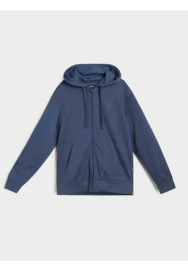 Sinsay - Rozpinana bluza z kapturem i kieszeniami - granatowy. Typ kołnierza: kaptur. Kolor: niebieski