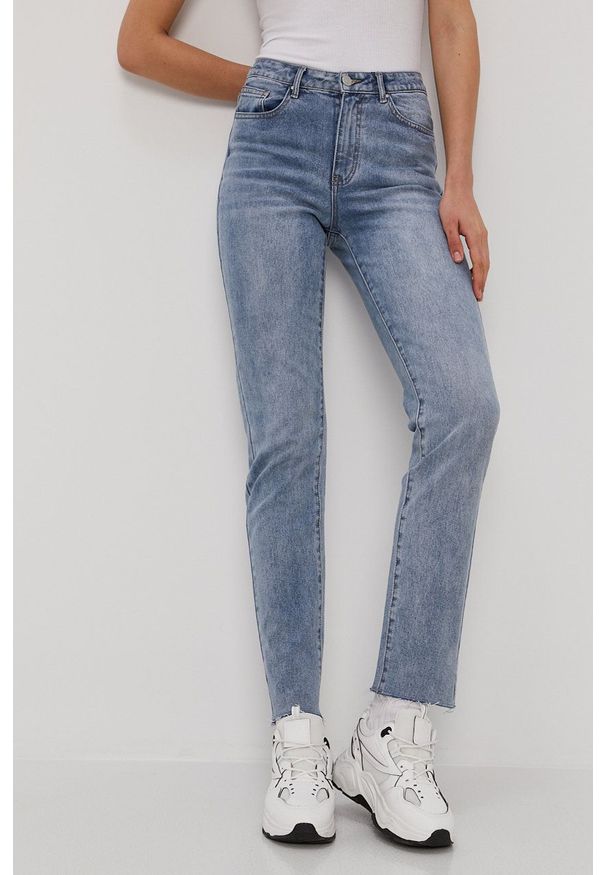Vila Jeansy damskie medium waist. Kolor: niebieski