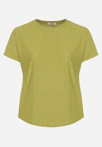 Born2be - Zielony T-shirt Koszulka z Krótkim Rękawem o Ażurowym Wykończeniu Meaara. Okazja: na spotkanie biznesowe, na co dzień. Kolekcja: plus size. Kolor: zielony. Długość rękawa: krótki rękaw. Długość: krótkie. Wzór: ażurowy. Sezon: lato. Styl: casual, klasyczny, biznesowy #5