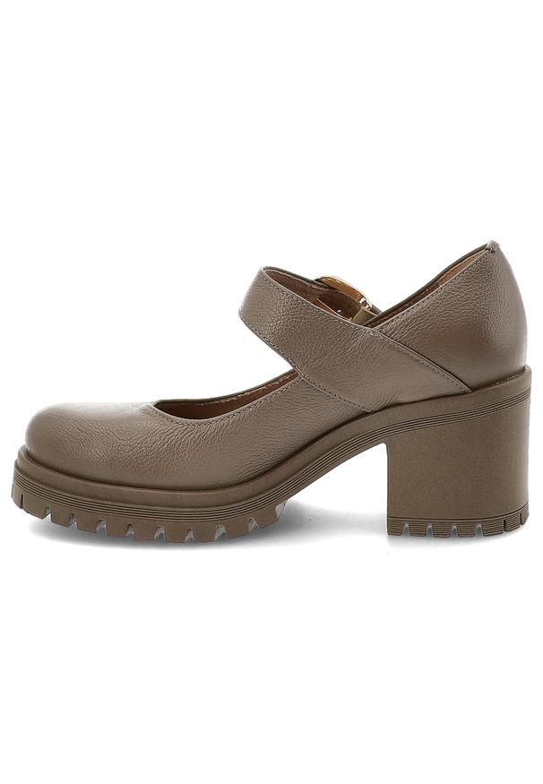 Brązowe Półbuty Armodo Eleganckie Obuwie Damskie Na Obcasie. Okazja: na co dzień, na spotkanie biznesowe. Zapięcie: klamry. Kolor: brązowy. Materiał: skóra. Obcas: na obcasie. Styl: elegancki. Wysokość obcasa: średni