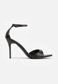 Born2be - Czarne Sandały na Szpilce ze Sprzączką wokół Kostki Tini. Okazja: na co dzień. Zapięcie: sprzączka. Kolor: czarny. Materiał: jeans. Obcas: na szpilce. Styl: casual, klasyczny, elegancki #4