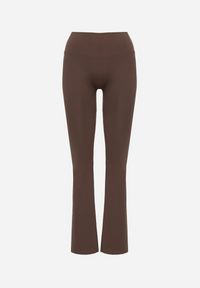 Born2be - Brązowe Legginsy Typu Dzwony z Wysokim Stanem Orralise. Stan: podwyższony. Kolor: brązowy. Materiał: tkanina. Styl: klasyczny