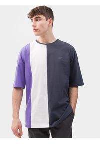 4f - T-shirt oversize gładki męski. Kolor: fioletowy. Materiał: bawełna. Wzór: gładki