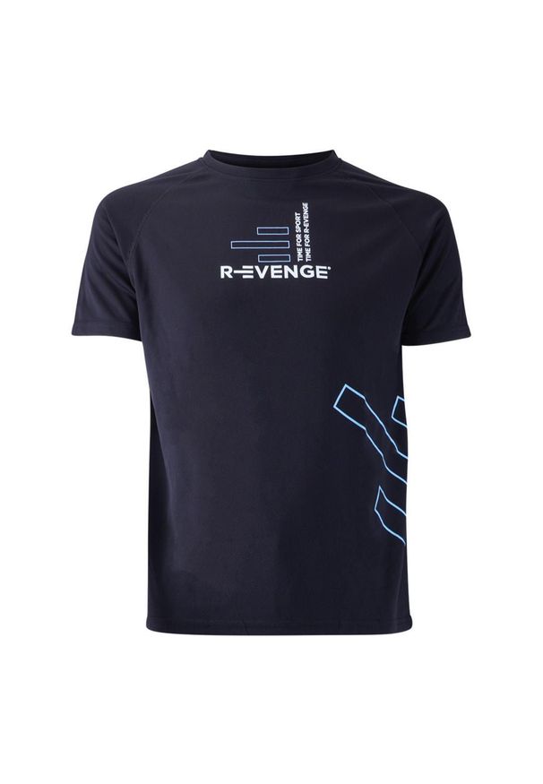 R-EVENGE - Człowiek koszulka z krótkim rękawem Fitness Running Cardio czarna. Kolor: biały, wielokolorowy, niebieski, czarny. Materiał: poliester. Długość rękawa: krótki rękaw. Długość: krótkie. Sport: bieganie, fitness