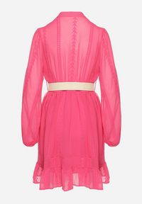 Born2be - Fuksjowa Sukienka Nesilwyn. Kolor: różowy. Materiał: tkanina. Wzór: haft. Styl: boho. Długość: mini