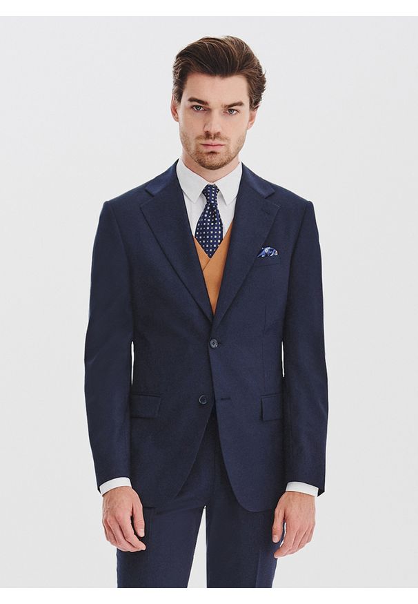 Pako Lorente - PAKO LORENTE - Marynarka garniturowa w subtelną kratę. Okazja: na studniówkę, na spotkanie biznesowe. Materiał: poliester, wełna. Styl: biznesowy