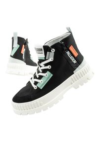 Buty za kostkę sportowe damskie Palladium Pallashock Backzip 2. Wysokość cholewki: za kostkę. Kolor: czarny. Materiał: nylon, zamsz, materiał, bawełna. Szerokość cholewki: normalna