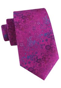 Męski Krawat - Fuksja w Drobny Wzór Kwiatowy - Alties. Kolor: różowy. Materiał: tkanina. Wzór: kwiaty. Styl: elegancki, wizytowy #1
