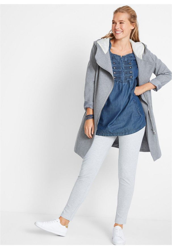 bonprix - Długa bluzka, fason o linii litery A. Kolor: niebieski. Długość: długie