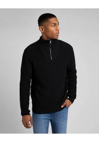 Lee - LEE HALF ZIP KNIT MĘSKI SWETER ROZPINANY BLACK L83YDE01