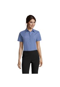 SOL'S - Damska Koszula Biznesowa Z Krótkim Rękawem Escape Poplin. Kolor: niebieski, wielokolorowy, zielony. Długość rękawa: krótki rękaw. Długość: krótkie #1