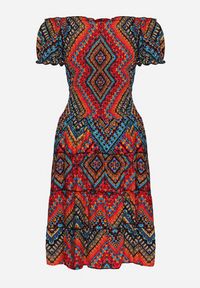 Born2be - Czerwona Sukienka Bawełniana Hiszpanka w Stylu Boho Raelinora. Typ kołnierza: dekolt hiszpanka. Kolor: czerwony. Materiał: bawełna. Styl: boho #7
