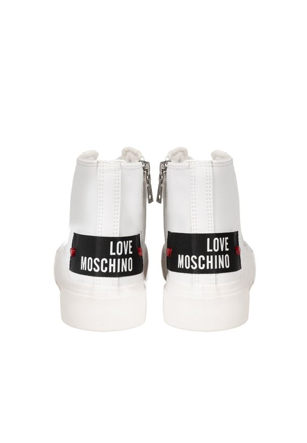 Love Moschino Trampki | JA15022G1MIA0 | Kobieta | Biały. Okazja: na co dzień. Zapięcie: zamek. Kolor: biały. Materiał: skóra. Styl: casual